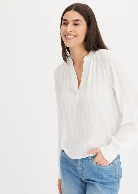 Krinklad blus med Lurex-garn, bonprix