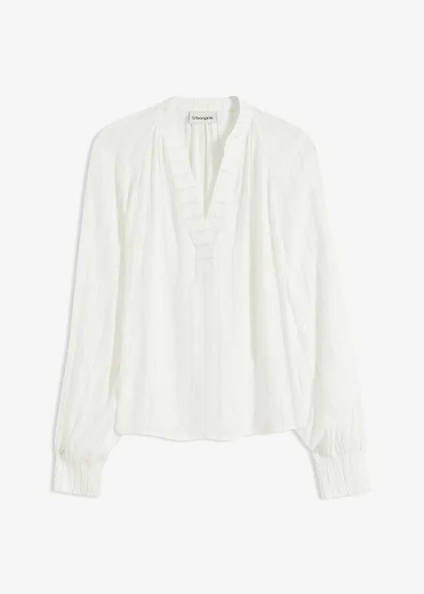 Krinklad blus med Lurex-garn, bonprix
