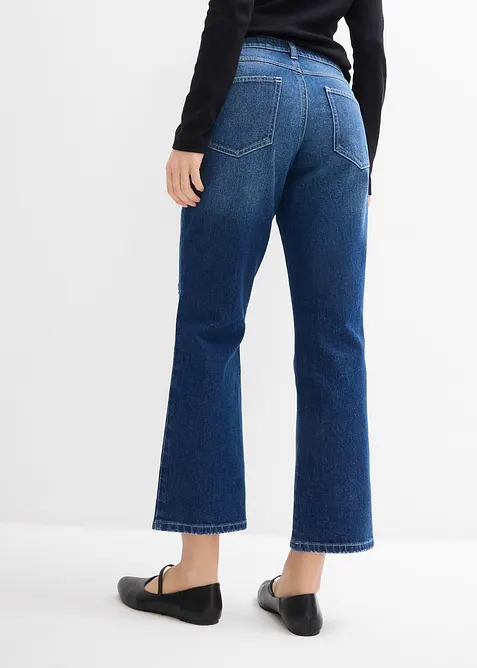 Straight Jeans Mid Waist, med bekv&auml;m midja, cropped, bonprix
