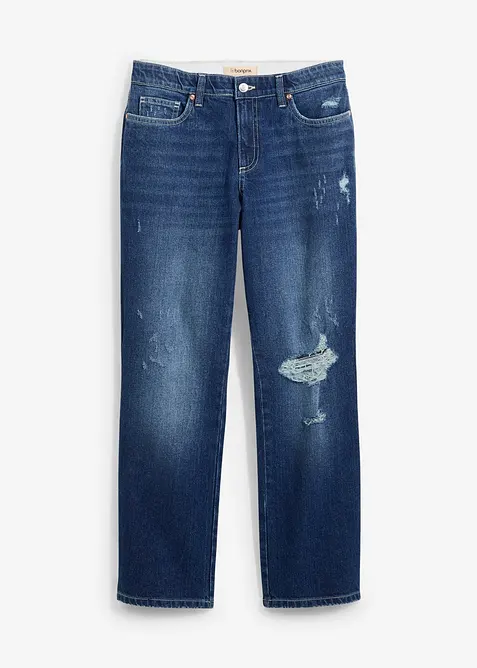 Straight Jeans Mid Waist, med bekv&auml;m midja, cropped, bonprix