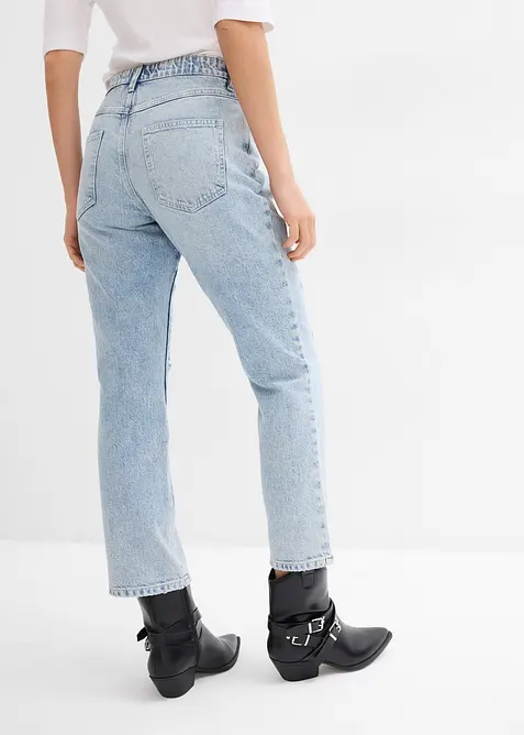 Straight Jeans Mid Waist, med bekv&auml;m midja, cropped, bonprix