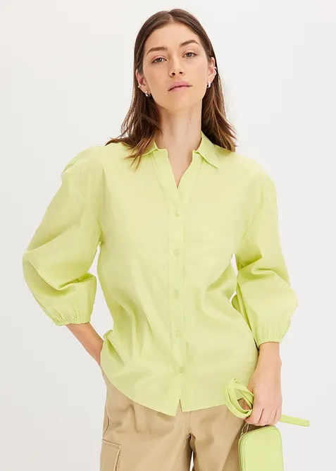 Blus med ballong&auml;rmar som &auml;r l&auml;ngre bak &auml;n fram, bonprix
