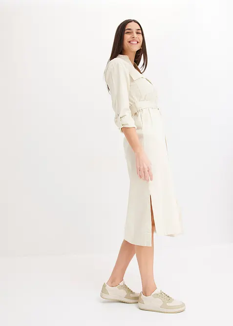 Skjortkl&auml;nning i midil&auml;ngd, bonprix