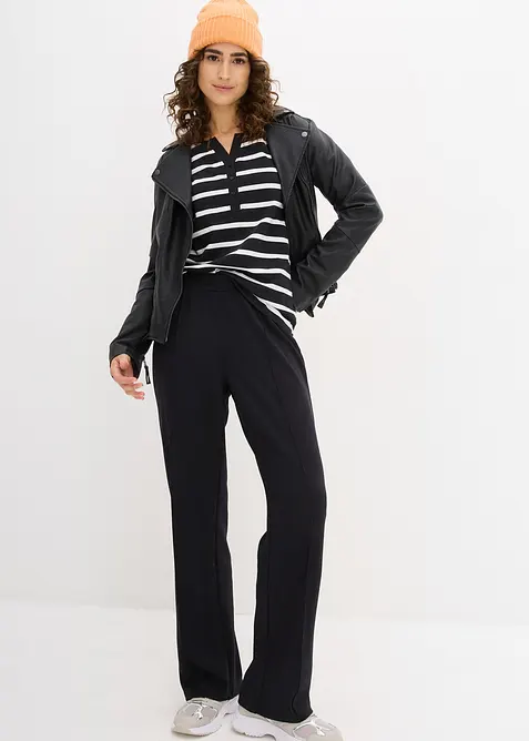 L&aring;ng&auml;rmad topp med kort knappsl&aring;, av ren ekologisk bomull, bonprix