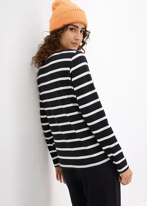 L&aring;ng&auml;rmad topp med kort knappsl&aring;, av ren ekologisk bomull, bonprix