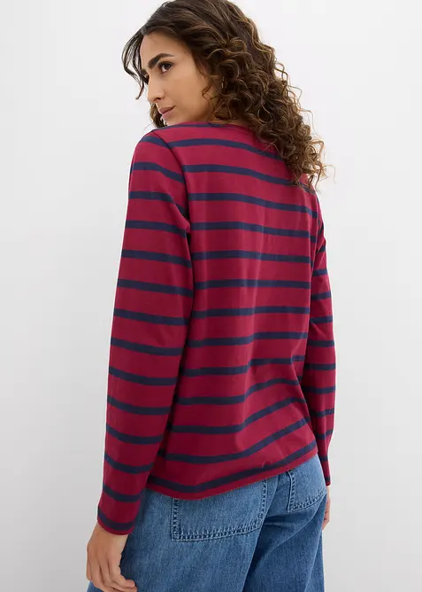 L&aring;ng&auml;rmad topp med kort knappsl&aring;, av ren ekologisk bomull, bonprix