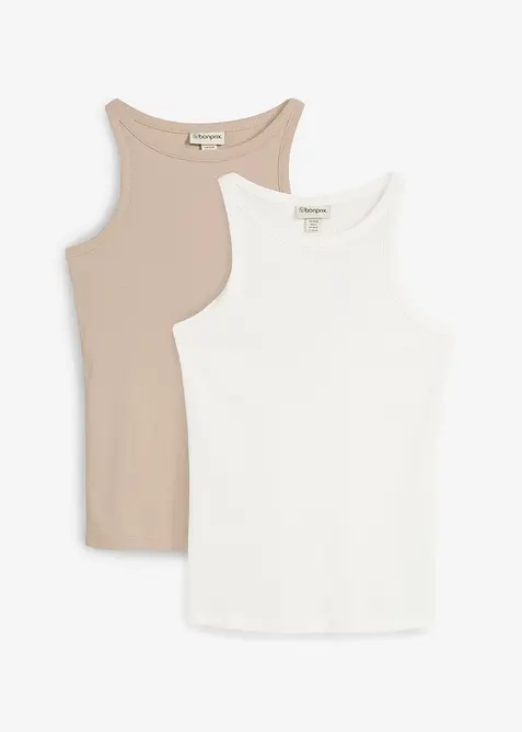 Ribbstickat linne i ren ekologisk bomull (2-pack), bonprix