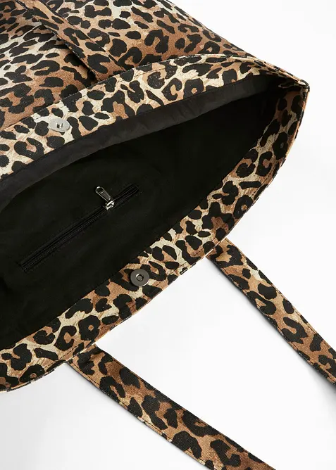 Shoppingv&auml;ska i leopardm&ouml;nstrad canvas, bonprix