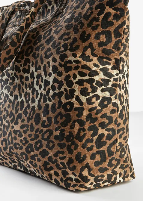 Shoppingv&auml;ska i leopardm&ouml;nstrad canvas, bonprix
