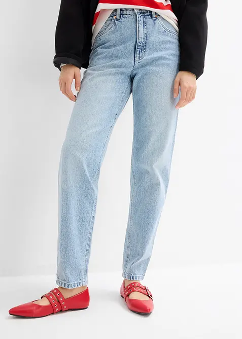 Mom-jeans med h&ouml;g midja och kortare ben, bonprix