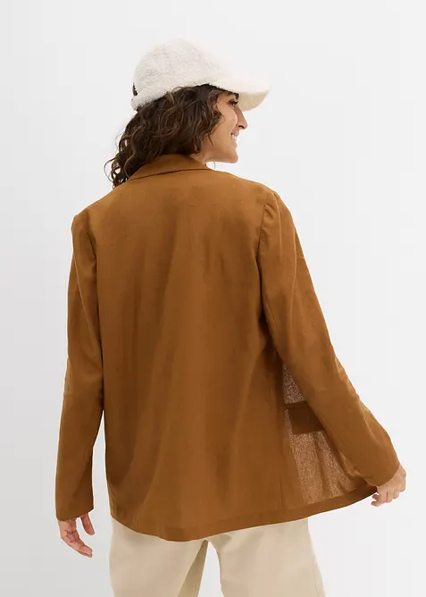 Kavaj med vid sk&auml;rning, mix av lin och viskos, bonprix