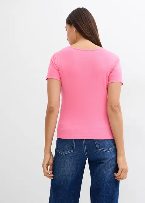 Ribbstickad topp med ekologisk bomull (2-pack), bonprix