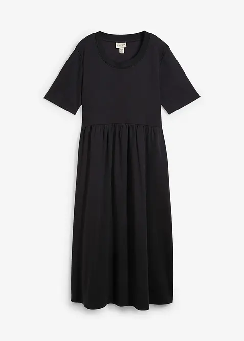 Jerseyklänning i utställd modell av stabilt bomullsmaterial, bonprix