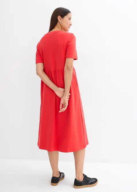 Jerseyklänning i utställd modell av stabilt bomullsmaterial, bonprix