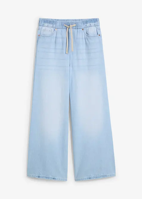Wide-Leg-jeans, medelh&ouml;g midja, bekv&auml;m linning, bonprix