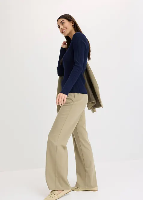 Ribbstickad pik&eacute;tr&ouml;ja i viskosmix, bonprix