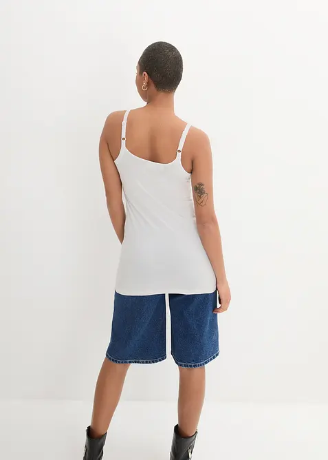 L&aring;ngt linne med smala axelband gjort av ekologisk bomull (2-pack), bonprix