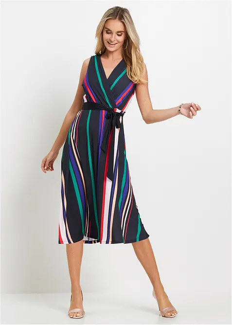 Jerseyklänning med knytband, bonprix