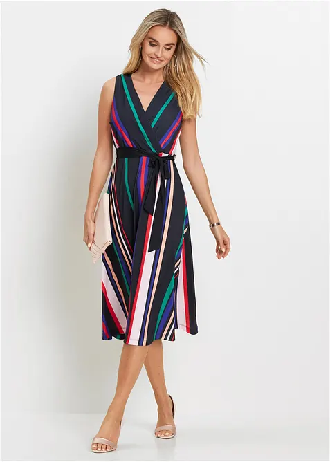 Jerseyklänning med knytband, bonprix