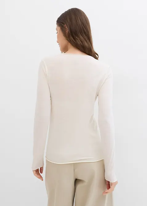 L&aring;ng&auml;rmad topp i halvtransparent material, bonprix