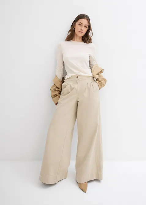 L&aring;ng&auml;rmad topp i halvtransparent material, bonprix