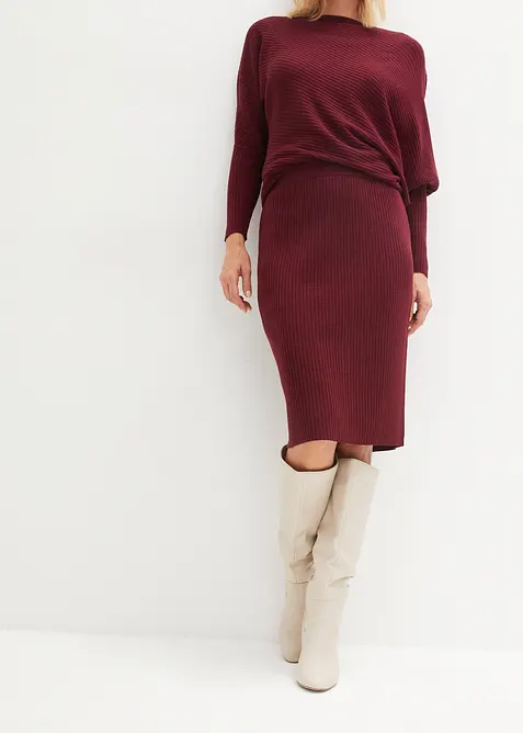 Stickad kjol i mjuk viskosmix, bonprix