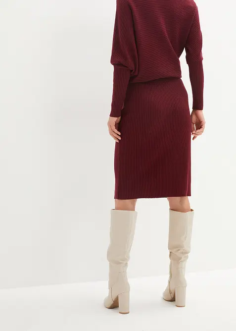 Stickad kjol i mjuk viskosmix, bonprix