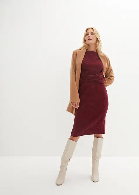 Stickad kjol i mjuk viskosmix, bonprix