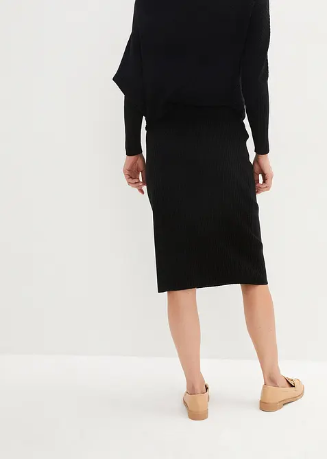 Stickad kjol i mjuk viskosmix, bonprix