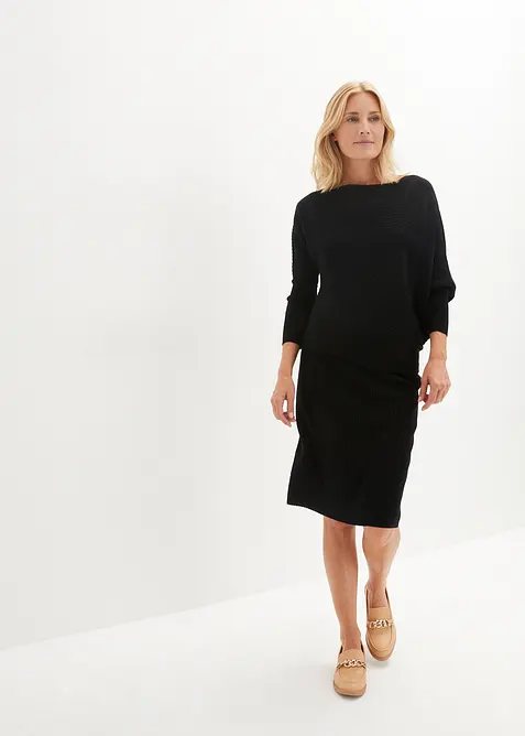 Stickad kjol i mjuk viskosmix, bonprix