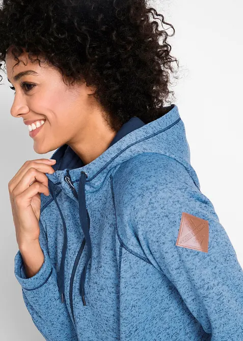 L&aring;ng fleecejacka med huva, bonprix