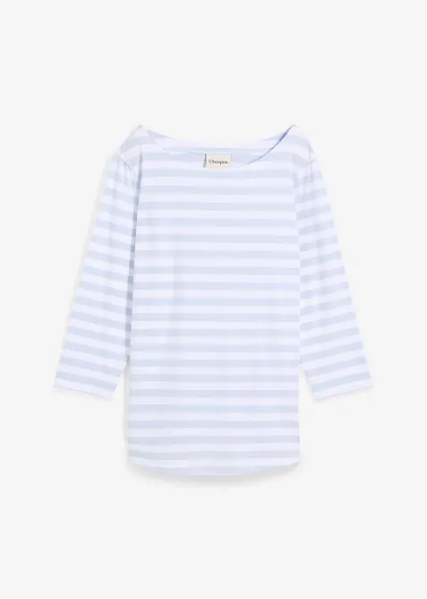 Topp med båtringning och trekvartsärm, bonprix