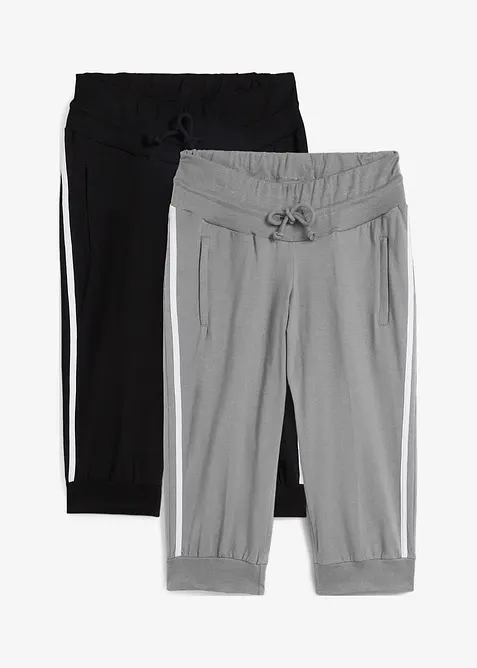 Joggingbyxa av bomull i caprimodell (2-pack), bonprix