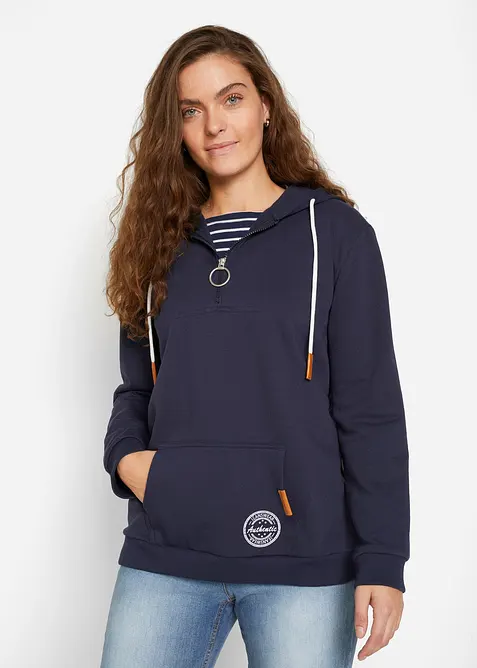 Sweatshirt med huva i bomullsmix, bonprix