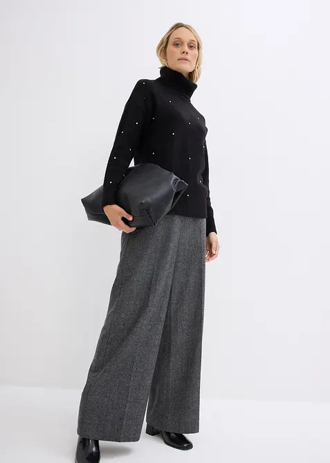 Polotröja med strass, bonprix