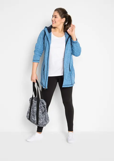 L&aring;ng fleecejacka med huva, bonprix