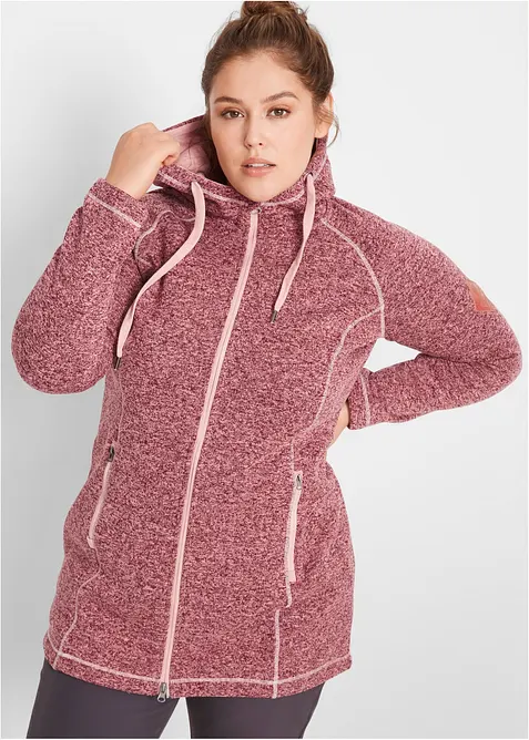 Lång fleecejacka med huva, bonprix