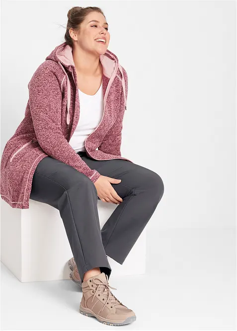 Lång fleecejacka med huva, bonprix