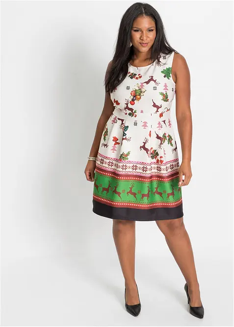 Fodralkl&auml;nning med julm&ouml;nster i stadig neopren, bonprix