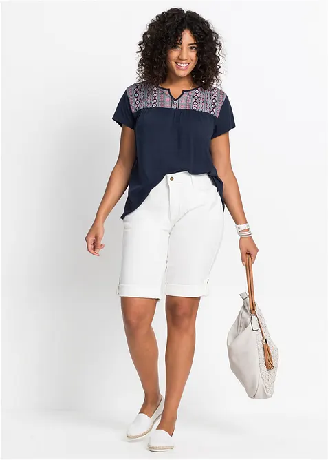 A-linjeformad bomullstopp, m&ouml;nstrad, kort&auml;rmad, bonprix