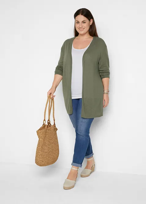 L&aring;ng cardigan utan kn&auml;ppning, bonprix