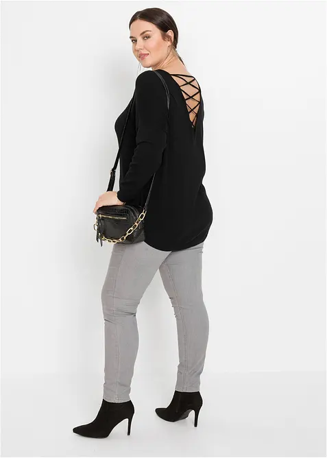 Finstickad tröja i viskosmix, bonprix