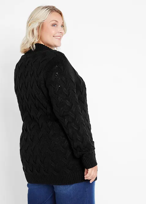 Cardigan med sjalkrage och fl&auml;tstickning, bonprix