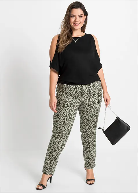 Cold shoulder-topp i viskos, bonprix