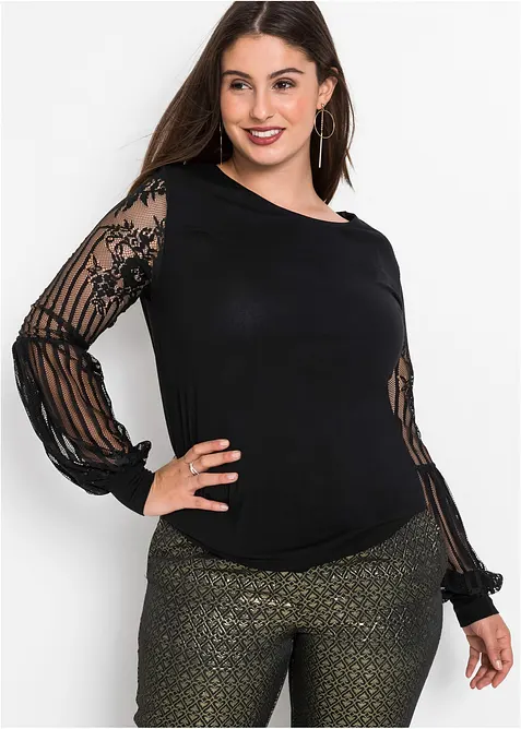 Långärmad topp av viskosmix, bonprix