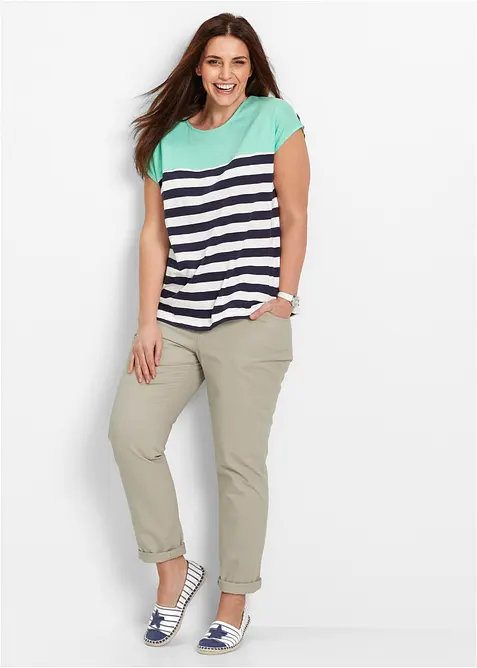 Kortärmad topp i flamgarn, bonprix