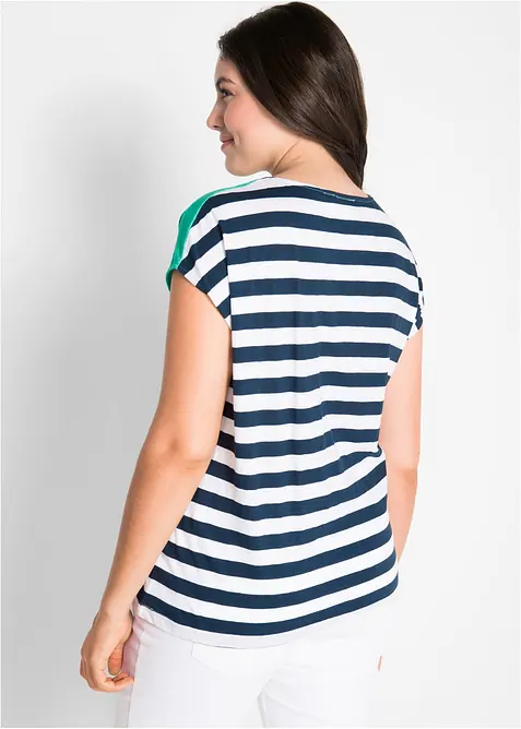 Kortärmad topp i flamgarn, bonprix