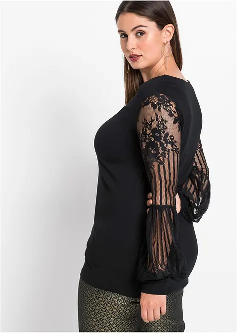 Långärmad topp av viskosmix, bonprix