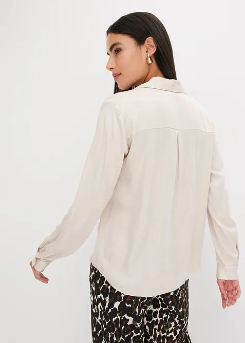 Satinblus med krage och slag, bonprix