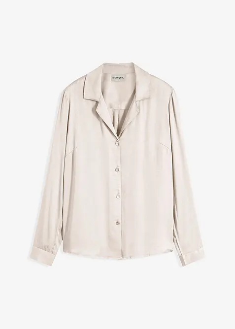 Satinblus med krage och slag, bonprix